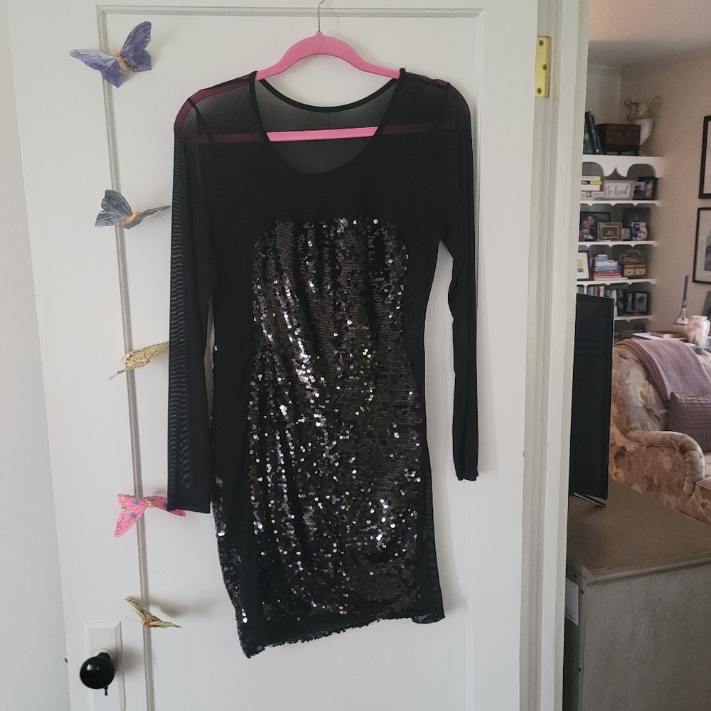 Black Peekaboo Dress. Body and Clubbing Dress. Size Large